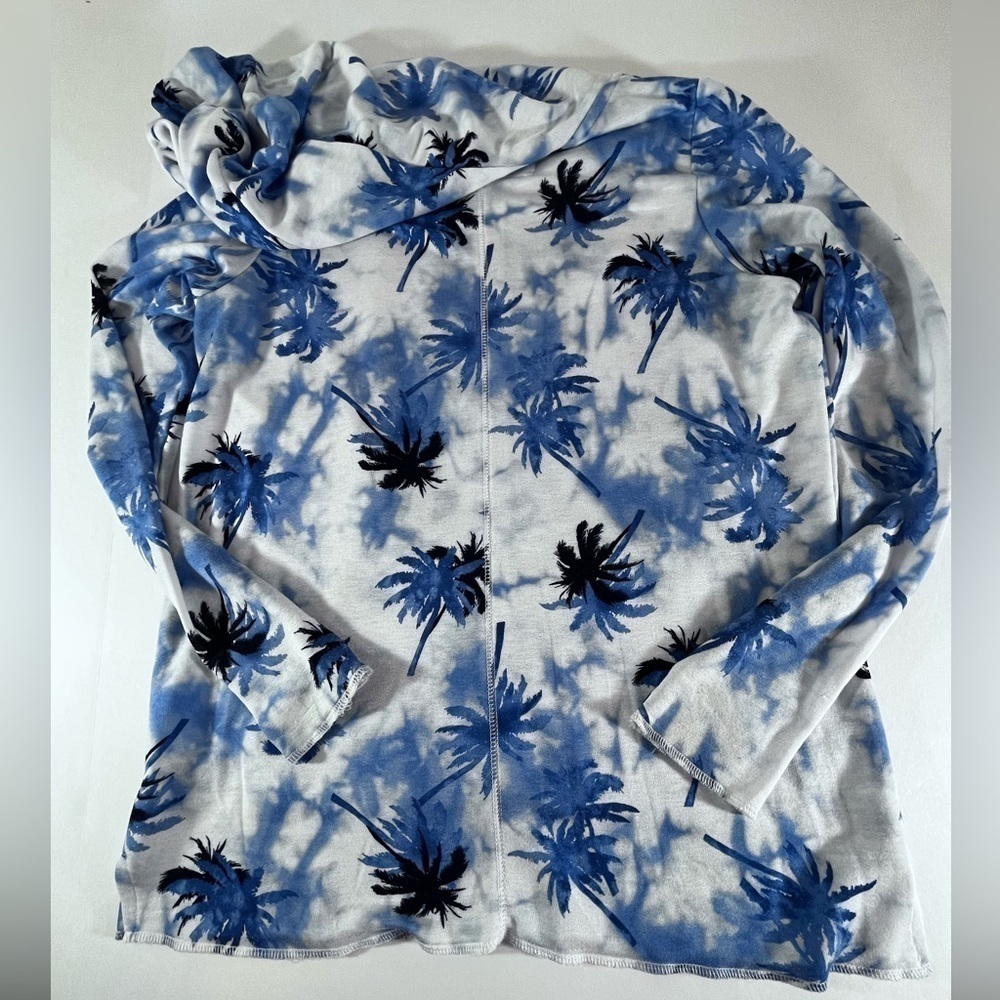 French Laundry SWEATSHIRT PROJECT Palm Trees Blue Tie Dye Pullover Hoodie Sz S - Picture 10 of 12